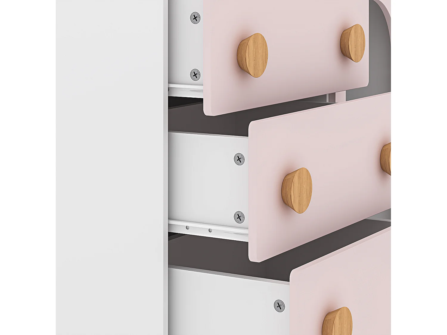 Commode enfant Vaarentaa 79 x 41 x 66 cm blanc rose [en.casa]