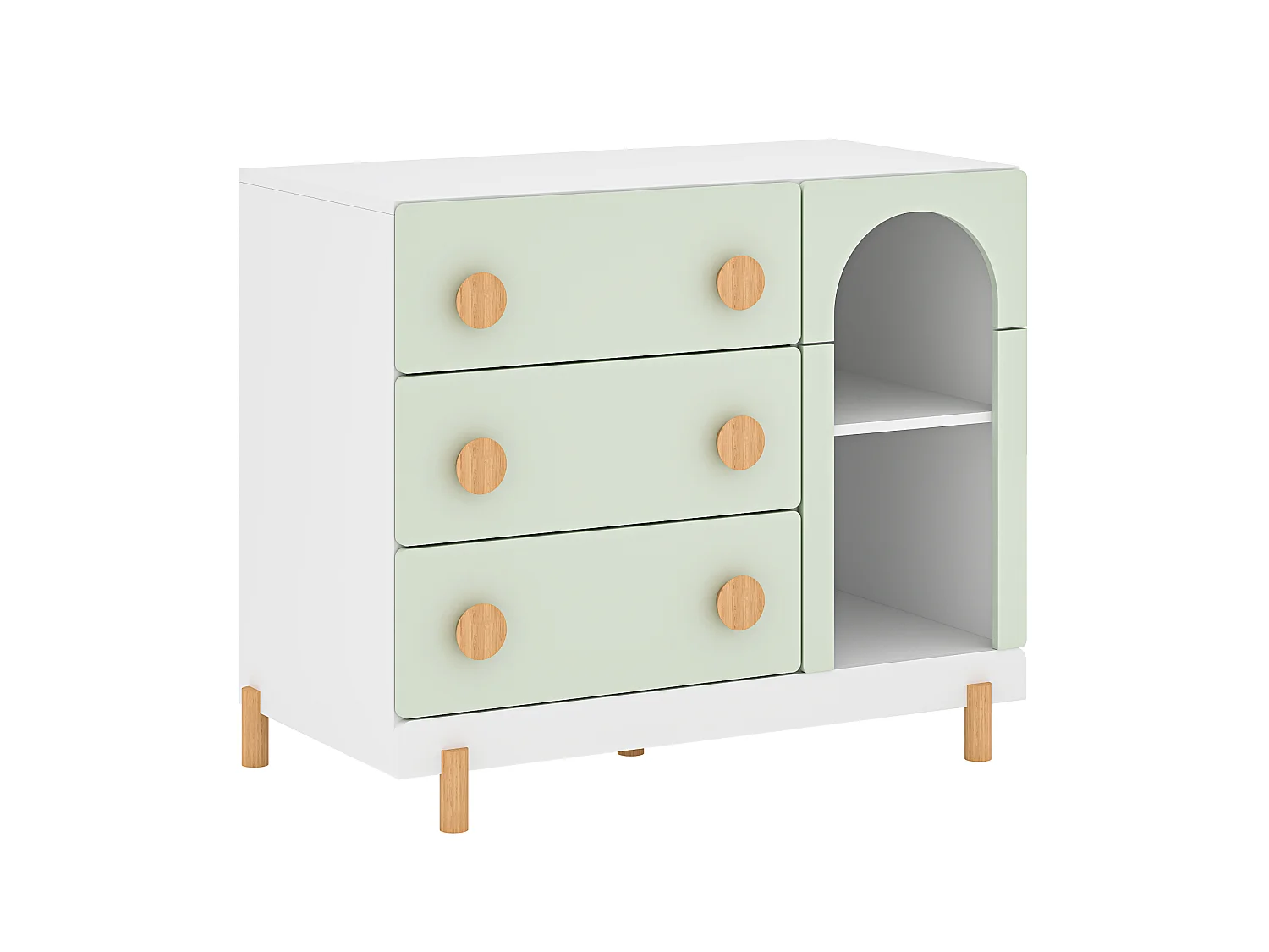 Commode enfant Vaarentaa 79 x 41 x 66 cm blanc vert menthe [en.casa]