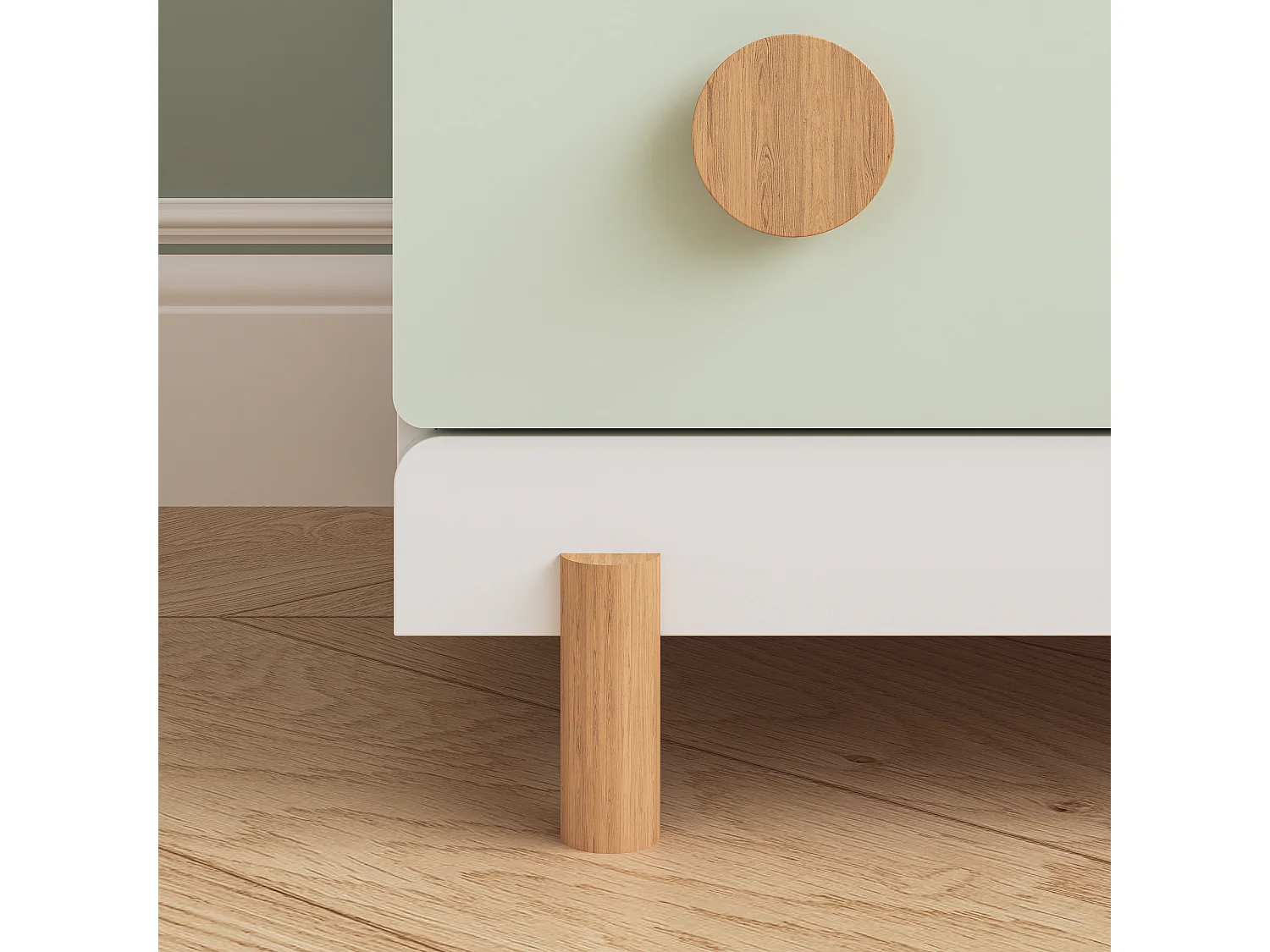 Commode enfant Vaarentaa 79 x 41 x 66 cm blanc vert menthe [en.casa]