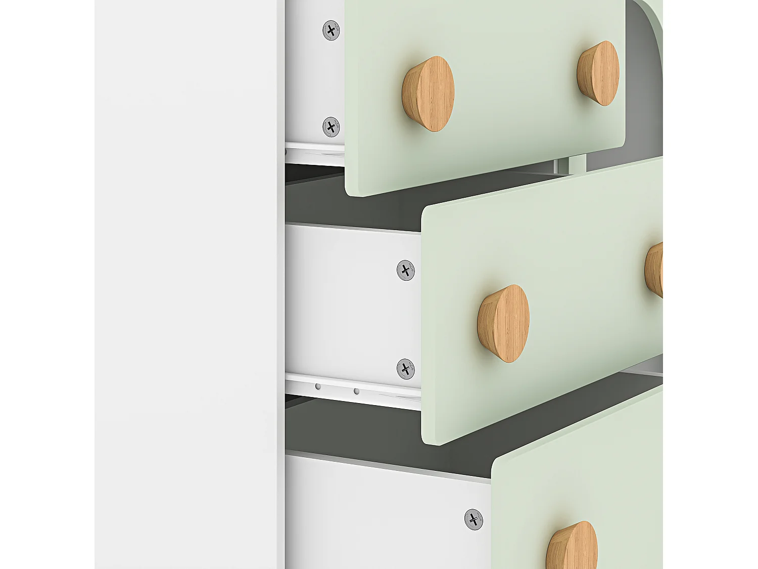 Commode enfant Vaarentaa 79 x 41 x 66 cm blanc vert menthe [en.casa]