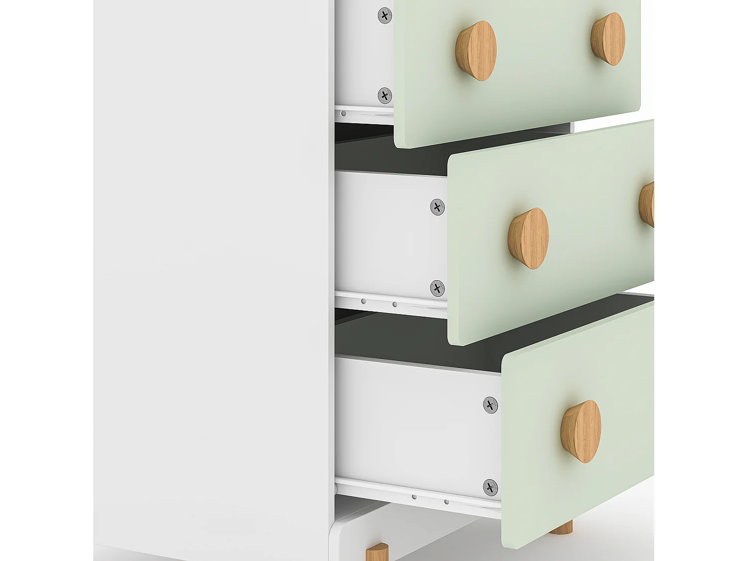 Commode enfant Vaarentaa 55 x 41 x 66 cm blanc vert menthe [en.casa]