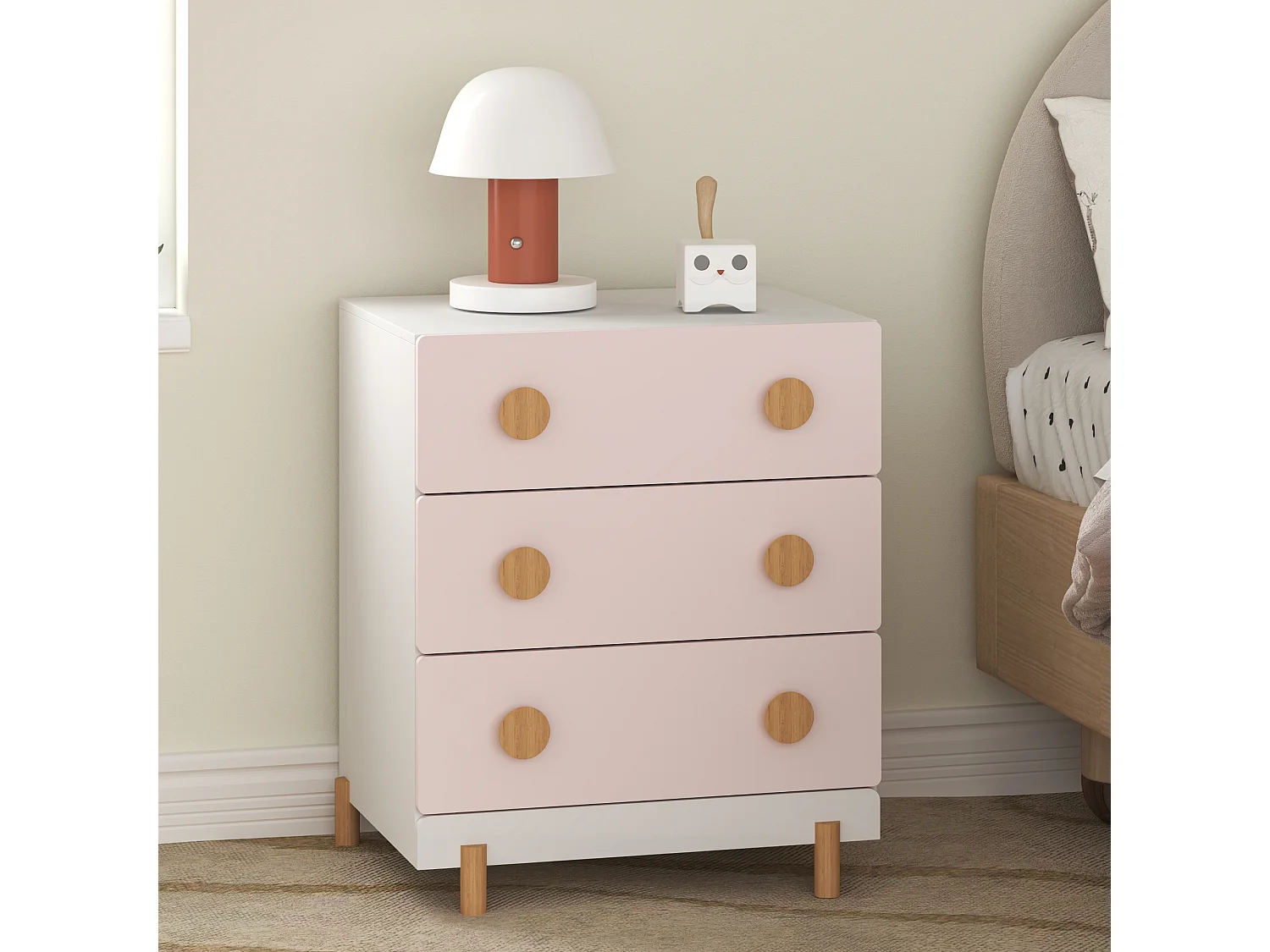 Commode enfant Vaarentaa 55 x 41 x 66 cm blanc rose [en.casa]