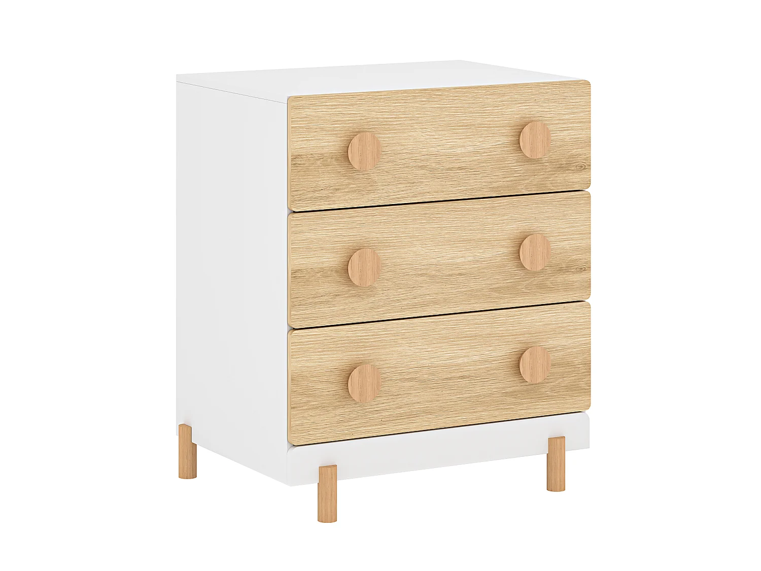 Commode enfant Vaarentaa 55 x 41 x 66 cm blanc effet chêne [en.casa]