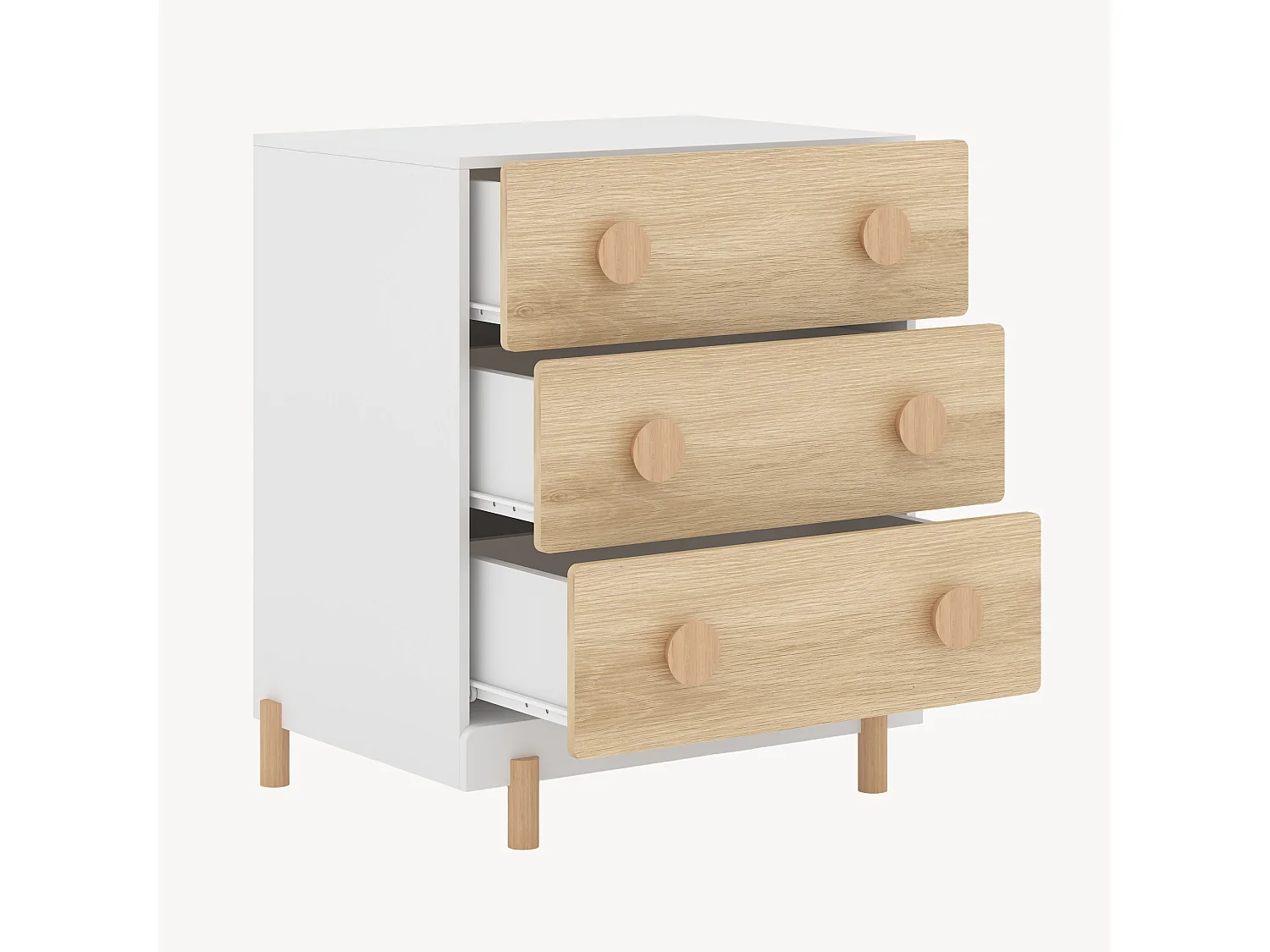 Commode enfant Vaarentaa 55 x 41 x 66 cm blanc effet chêne [en.casa]