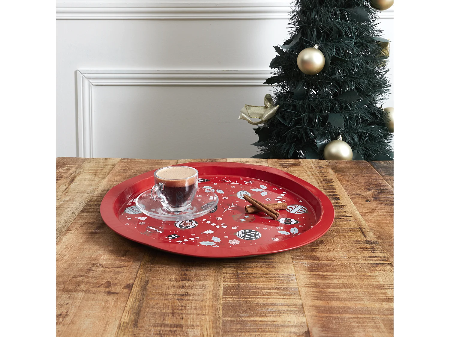 Plateau En Metal Rond Noel