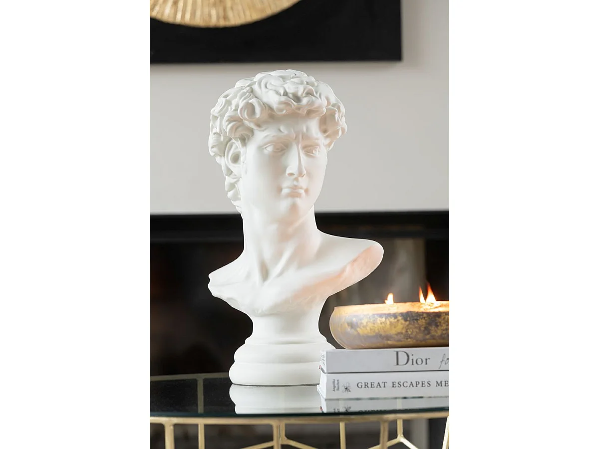 Buste David en Résine "Holywood" 51cm Blanc