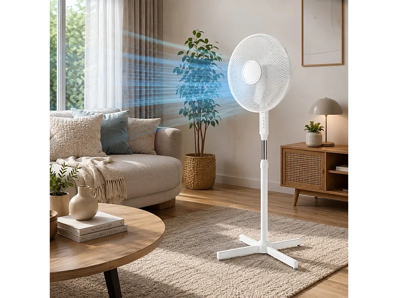 Ventilateur Sur Pied Silencieux 40 Cm – Blanc 40w
