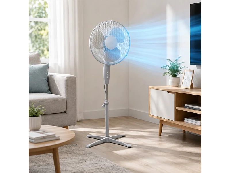 Ventilateur Sur Pied Hauteur Ajustable – Gris 40w