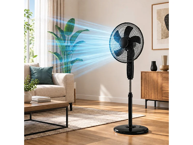 Ventilateur Sur Pied Avec Télécommande 40 Cm – Noir 60w