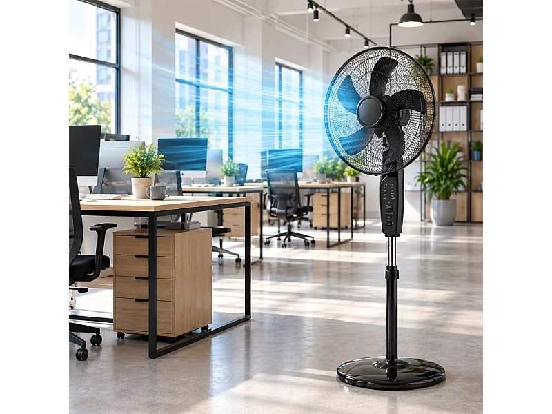 Ventilateur Sur Pied Avec Télécommande 40 Cm – Noir 60w