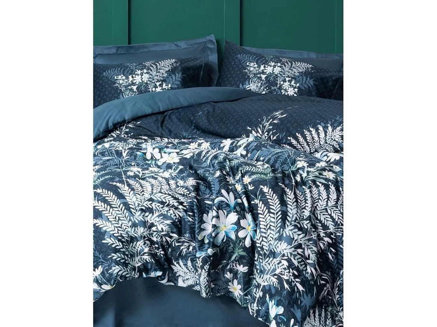 Parure de lit - housse de couette 220 x 240 + 2 taies d'oreiller 60 x 60 - Satiné coton - Vert