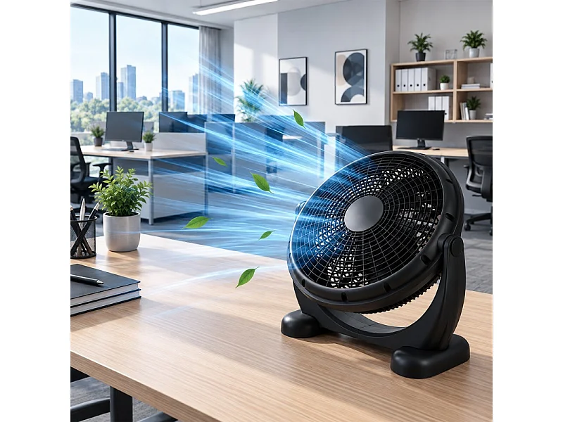 Ventilateur De Sol Et Table Rond Inclinable 36 Cm – Noir 50w