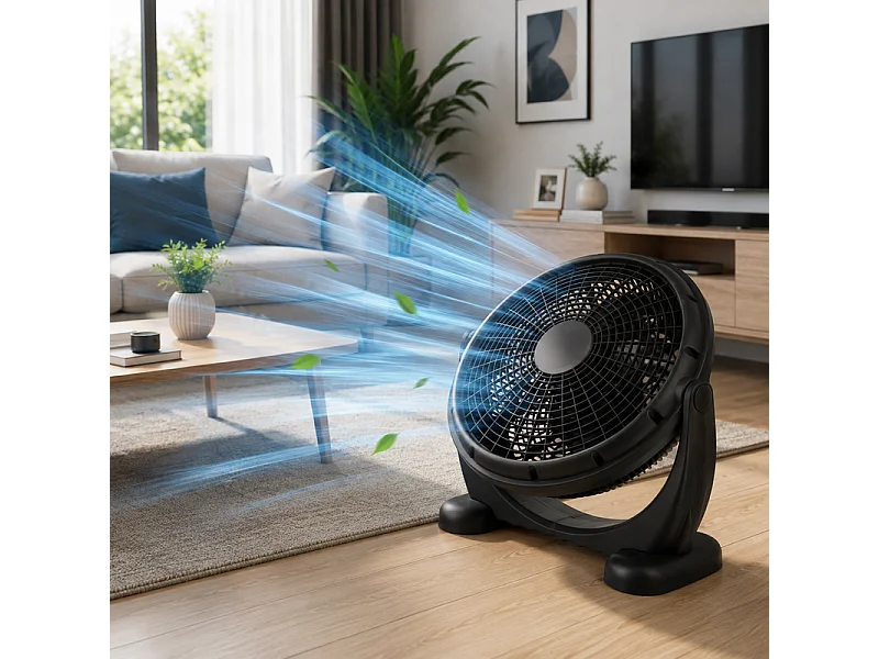 Ventilateur De Sol Et Table Rond Inclinable 36 Cm – Noir 50w