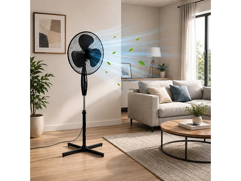 Ventilateur Sur Pied Ajustable 40 Cm – Noir 55w