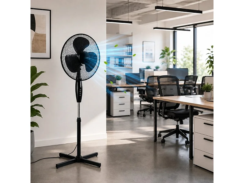 Ventilateur Sur Pied Ajustable 40 Cm – Noir 55w