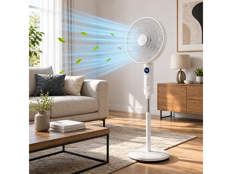 Ventilateur Sur Pied Avec Télécommande Et écran Led 40 Cm – 45w