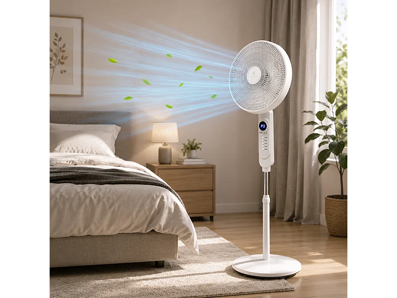 Ventilateur Sur Pied Avec Télécommande Et écran Led 40 Cm – 45w