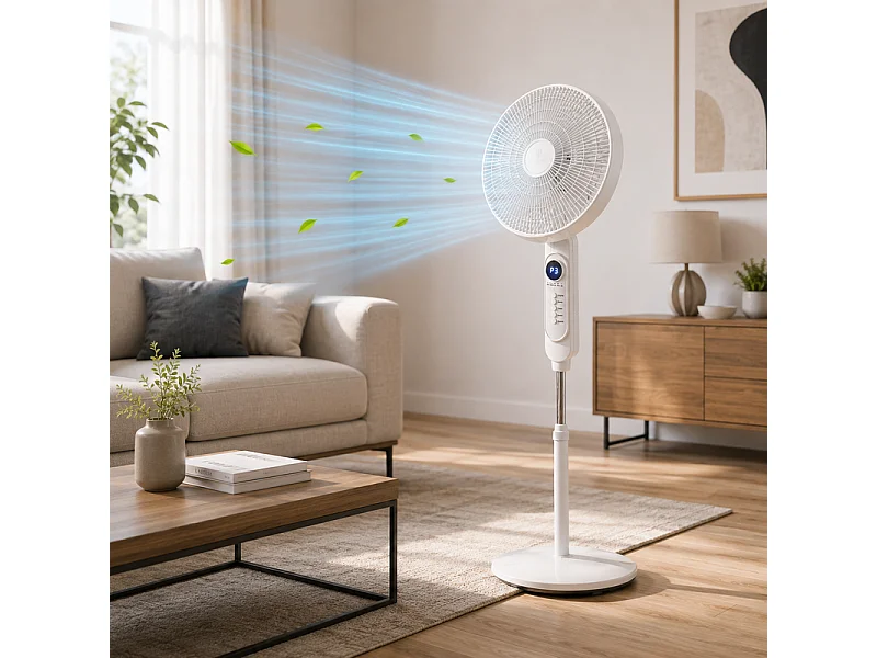 Ventilateur Sur Pied Avec Télécommande Et écran Led 40 Cm – 45w