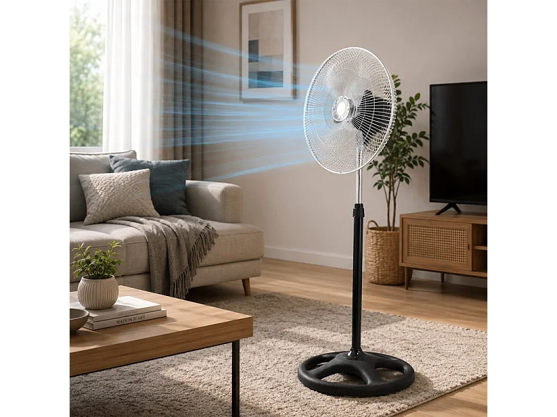 Ventilateur Modulable 3-en-1 (pied, Bureau, Sol) 45 Cm – Métal 55w