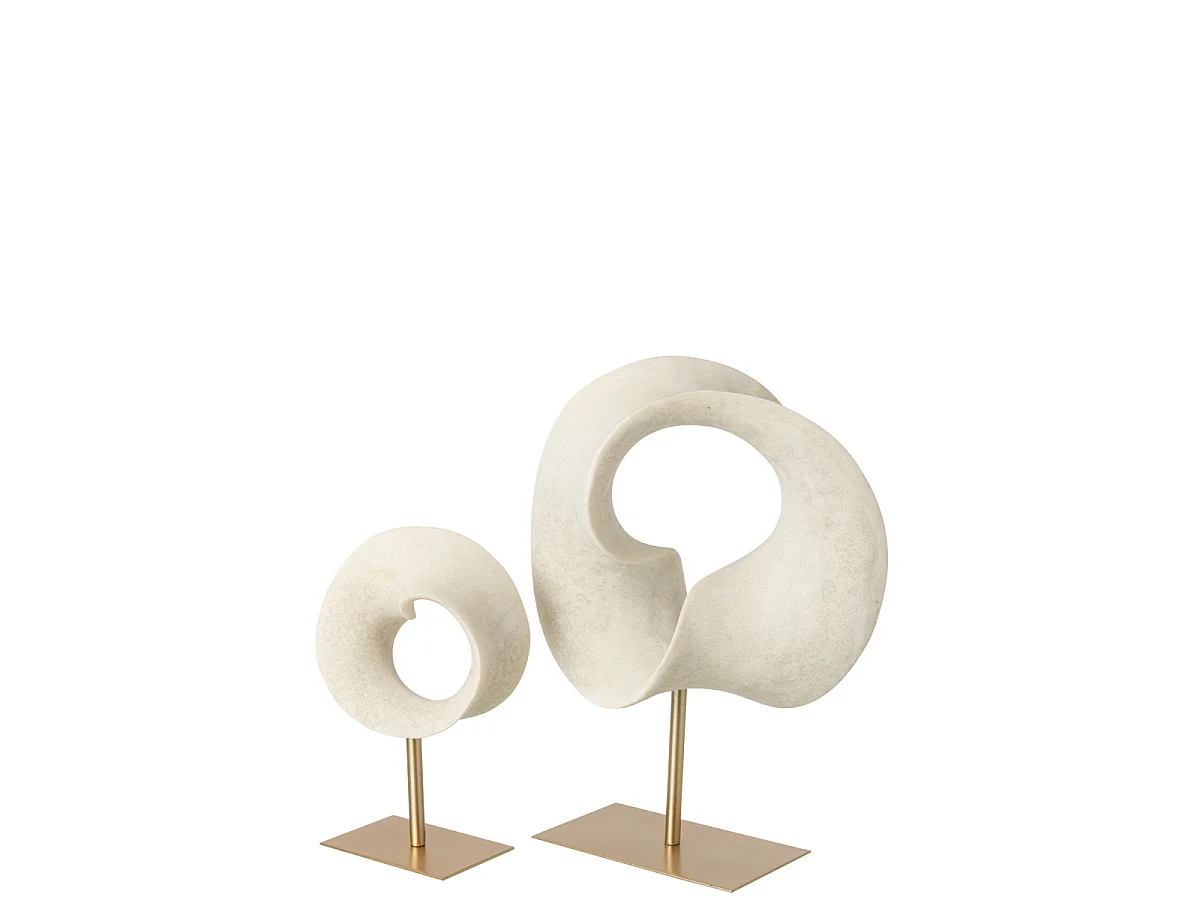 Objet Déco Abstrait "Bastien" 30cm Blanc & Doré