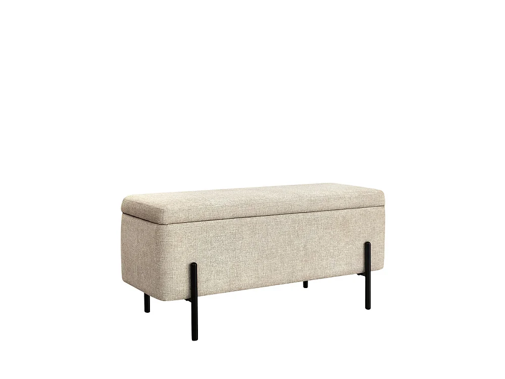 Kos - Banc coffre en tissu et métal L100cm - Beige
