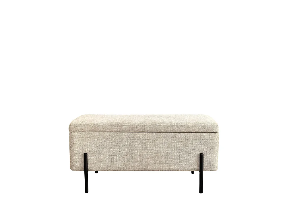 Kos - Banc coffre en tissu et métal L100cm - Beige