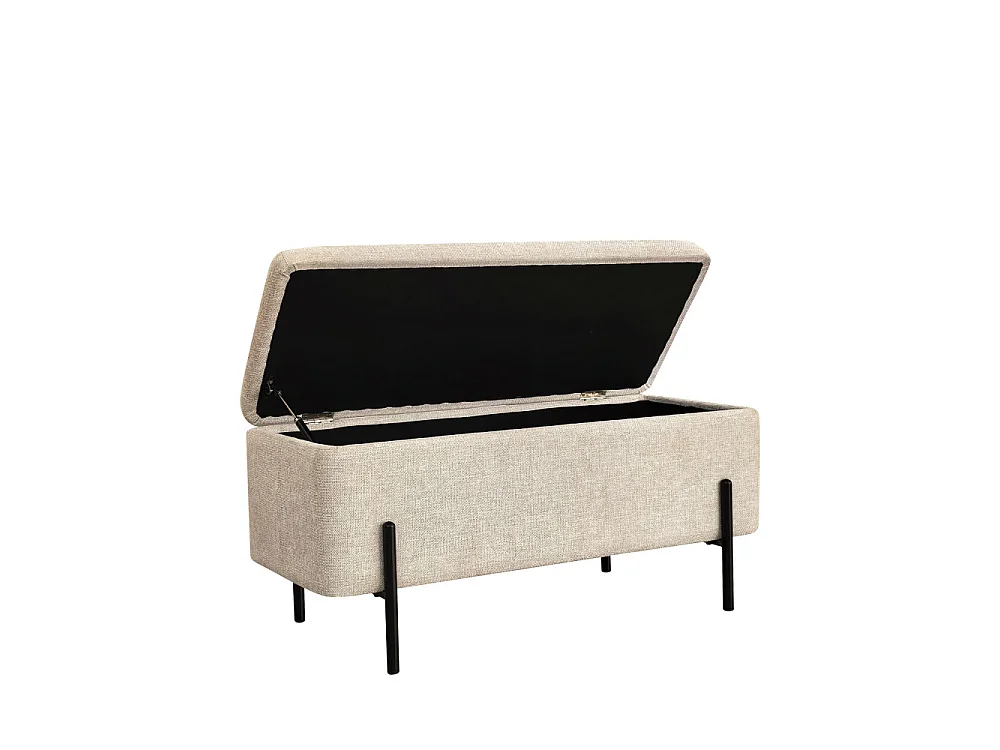 Kos - Banc coffre en tissu et métal L100cm - Beige