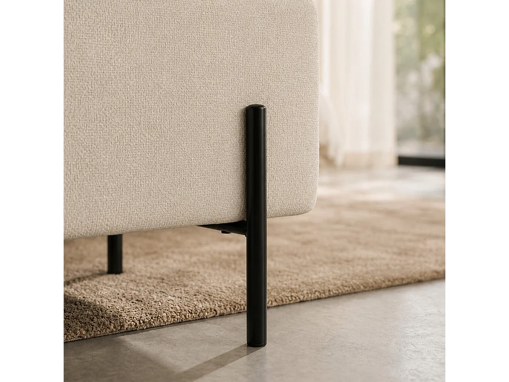 Kos - Banc coffre en tissu et métal L100cm - Beige