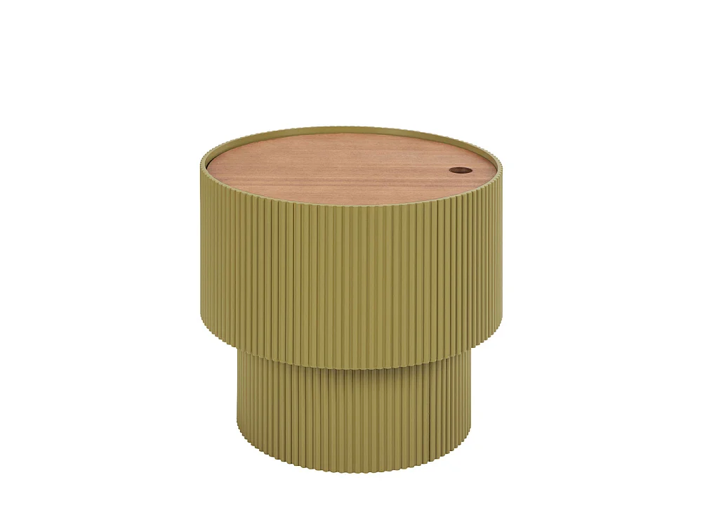 Sand I - Table d'appoint avec rangement en bois ø38,5cm - Vert Olive