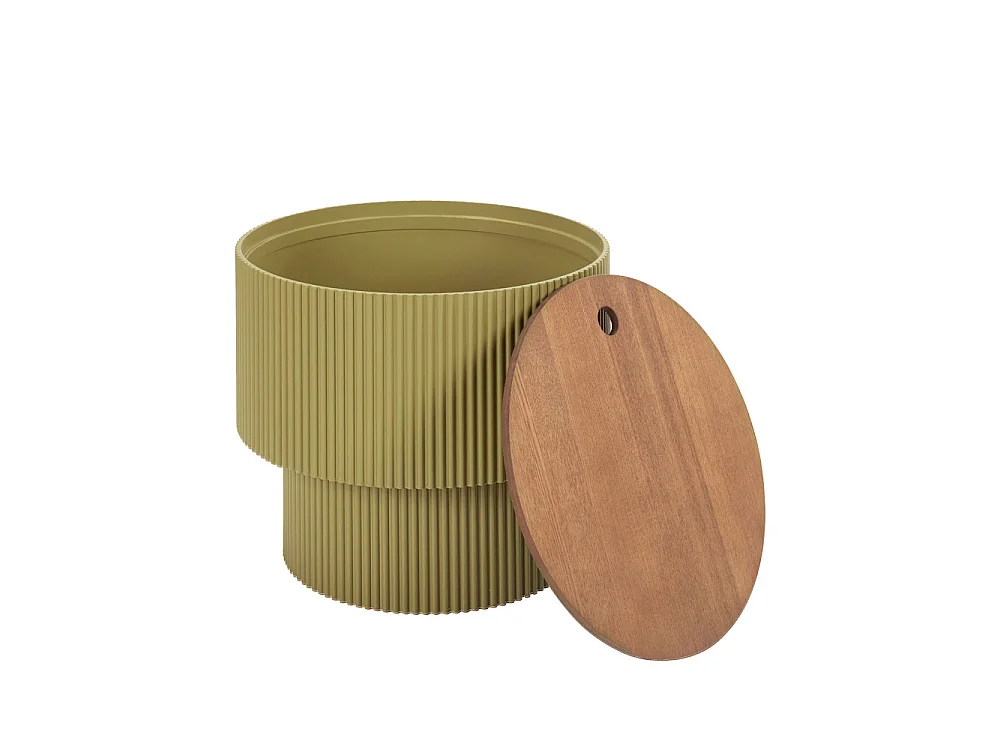 Sand I - Table d'appoint avec rangement en bois ø38,5cm - Vert Olive