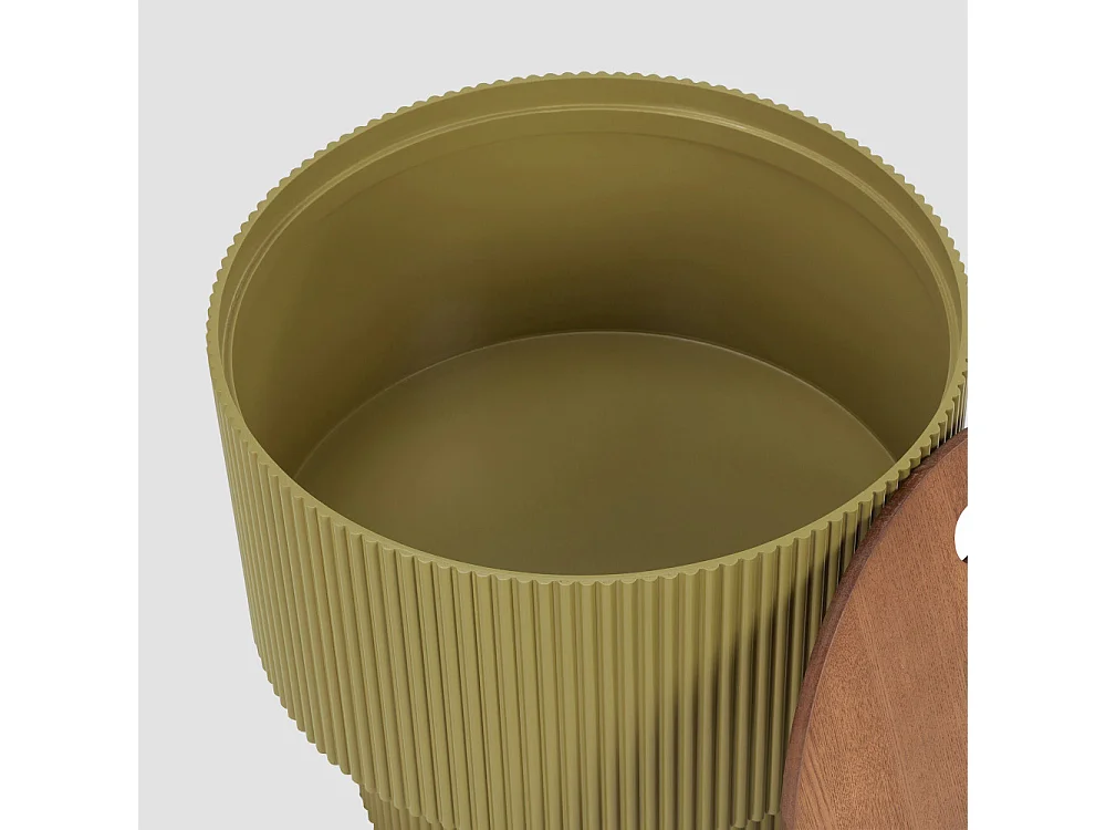 Sand I - Table d'appoint avec rangement en bois ø38,5cm - Vert Olive