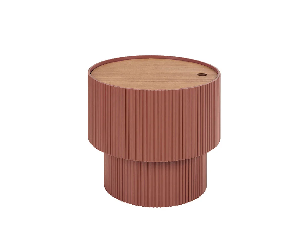 Sand I - Table d'appoint avec rangement en bois ø38,5cm - Terracotta