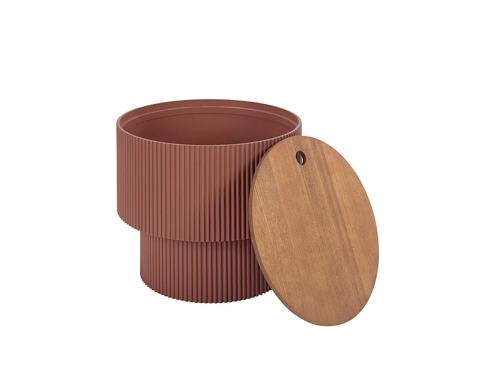 Sand I - Table d'appoint avec rangement en bois ø38,5cm - Terracotta
