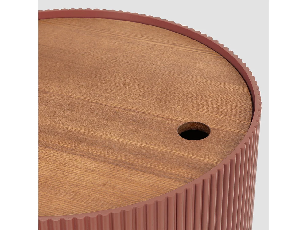Sand I - Table d'appoint avec rangement en bois ø38,5cm - Terracotta