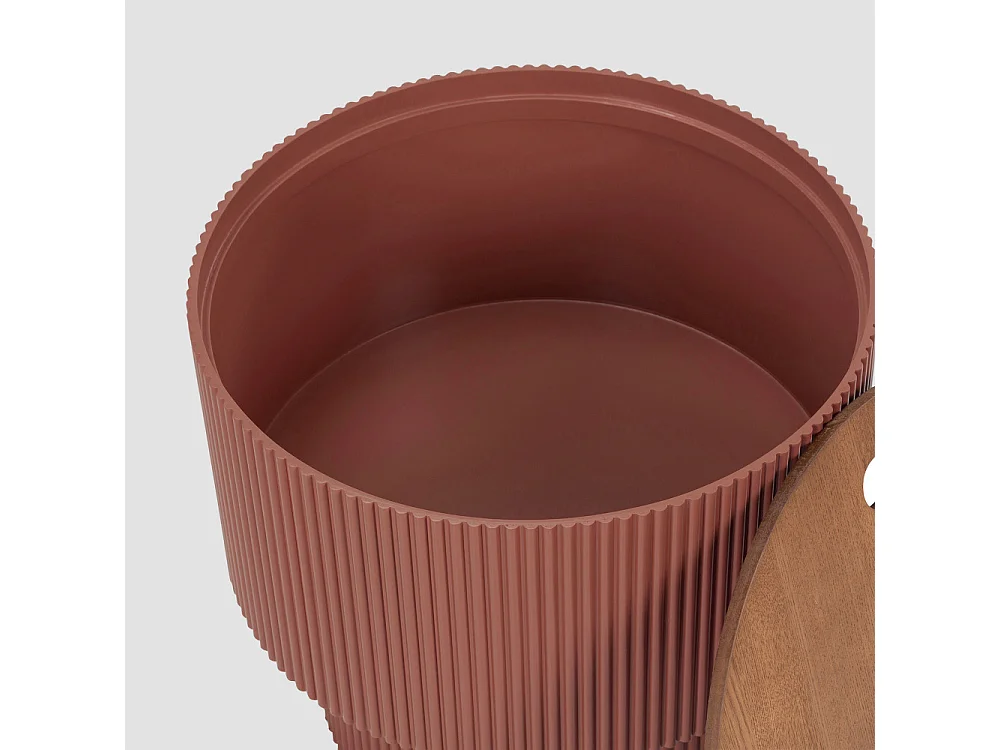 Sand I - Table d'appoint avec rangement en bois ø38,5cm - Terracotta