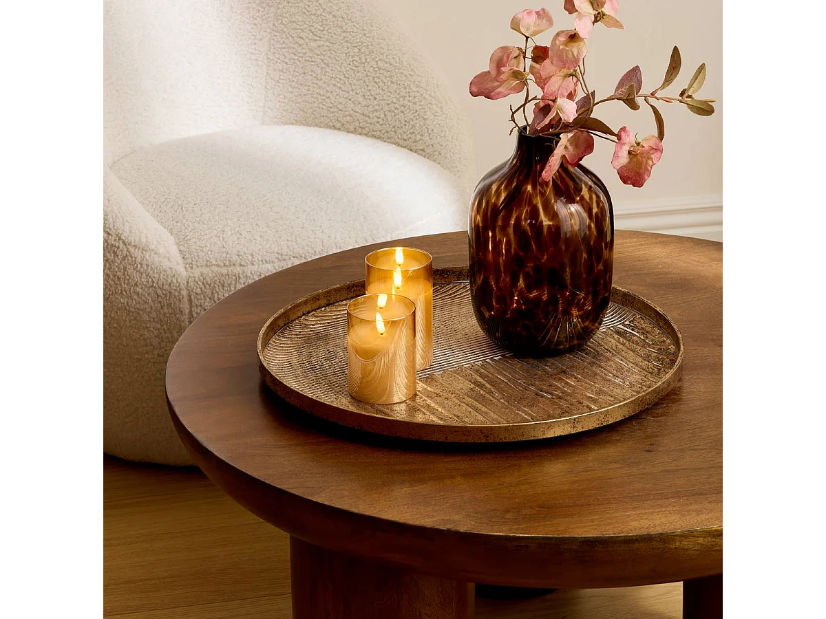 Plateau Déco en Métal "Raquel" 48cm Doré