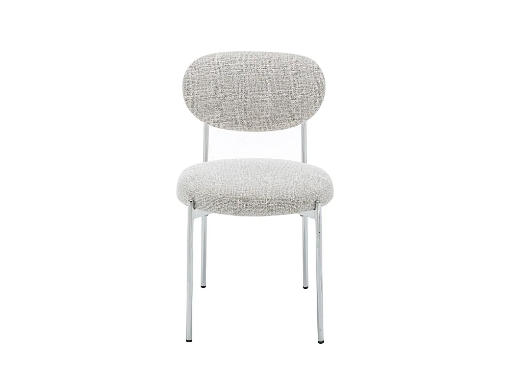 Kyoto - Lot de 2 chaises en tissu pieds chrome - Beige chiné