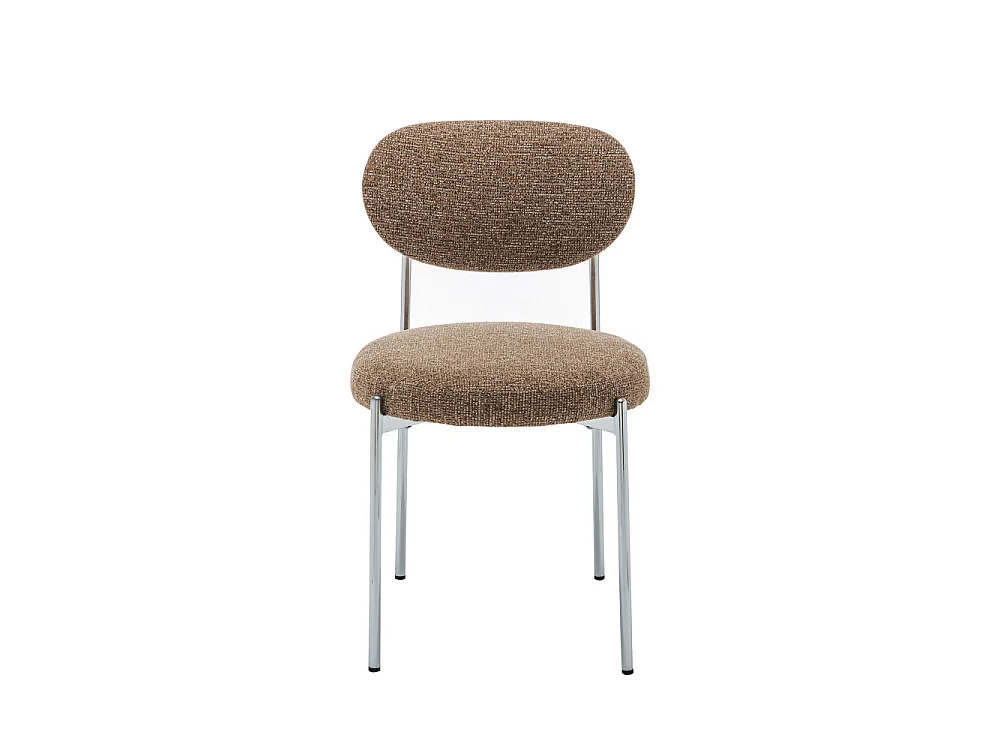 Kyoto - Lot de 2 chaises en tissu pieds chrome - Caramel chiné