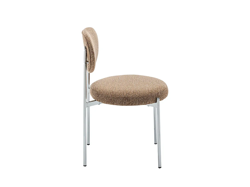 Kyoto - Lot de 2 chaises en tissu pieds chrome - Caramel chiné