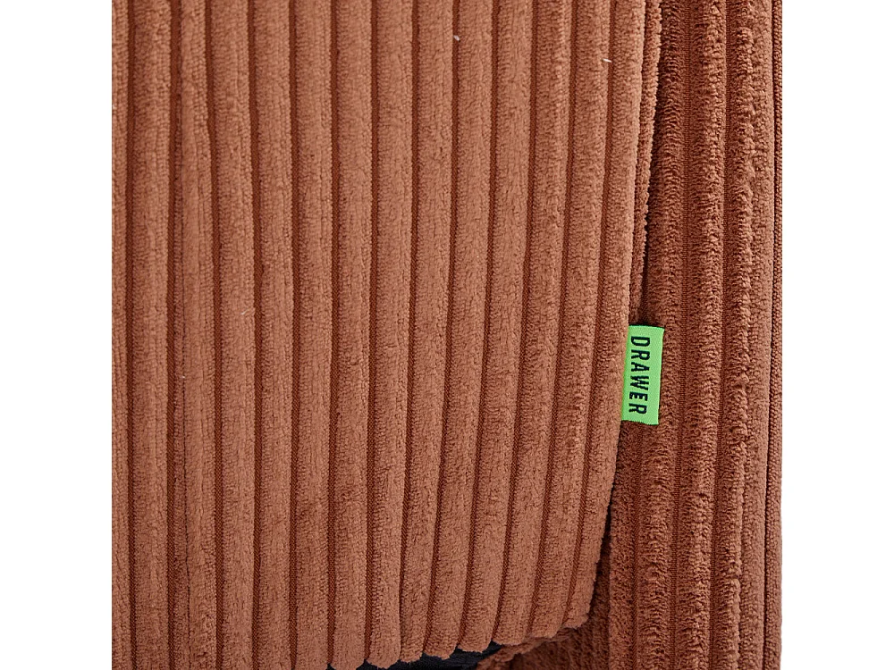 Belushi - Canapé convertible 2 places en velours côtelé pieds bois foncé - Terracotta