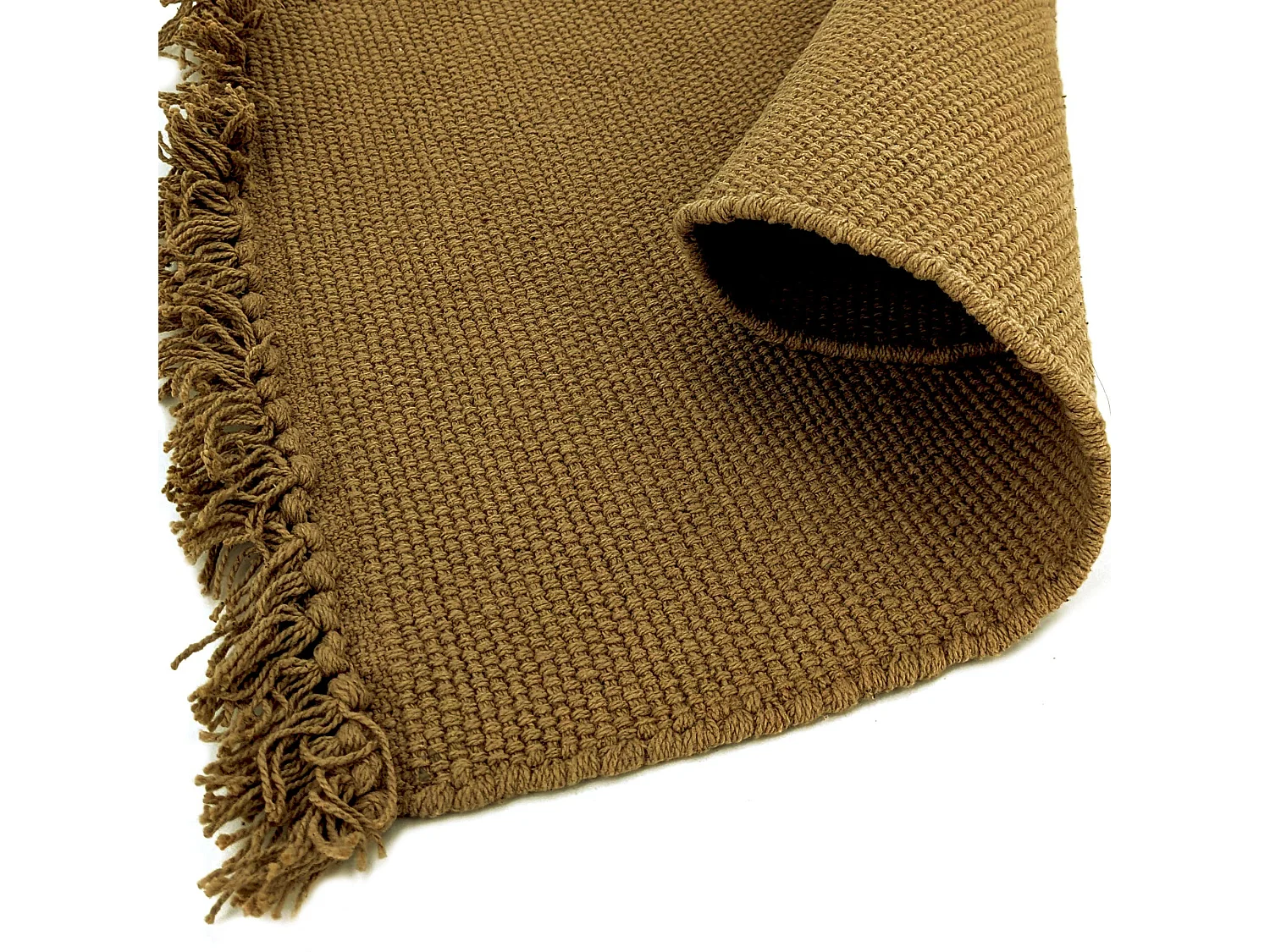Lot de 2 sets de table à franges 33x46 cm coton PAPEETE marron foin