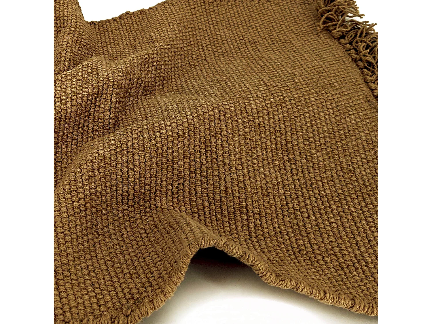 Lot de 2 sets de table à franges 33x46 cm coton PAPEETE marron foin