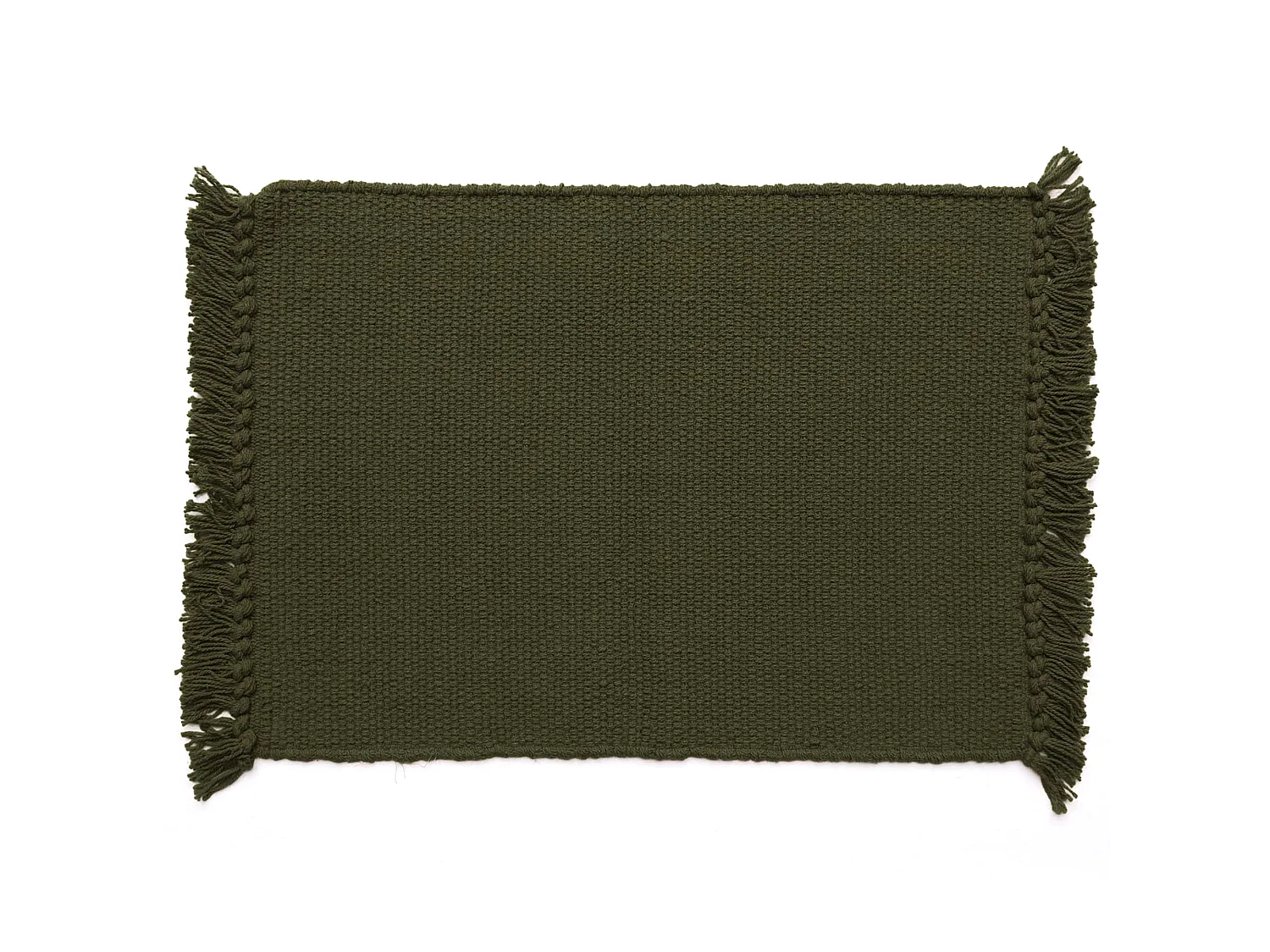 Lot de 2 sets de table en coton à franges 33x46 cm PAPEETE vert Kaki