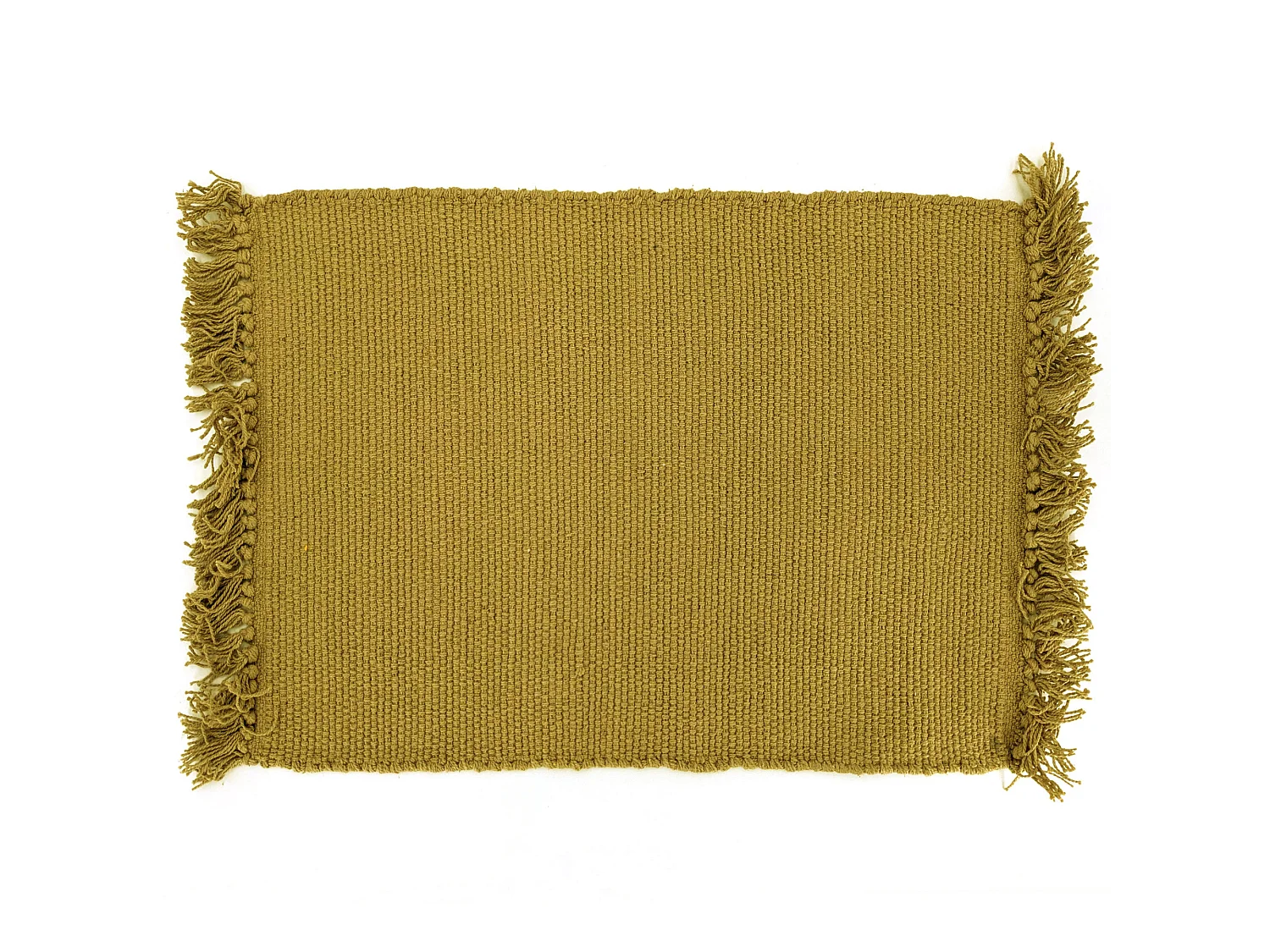 Lot de 2 sets de table à franges 33x46 cm coton PAPEETE jaune jasmin