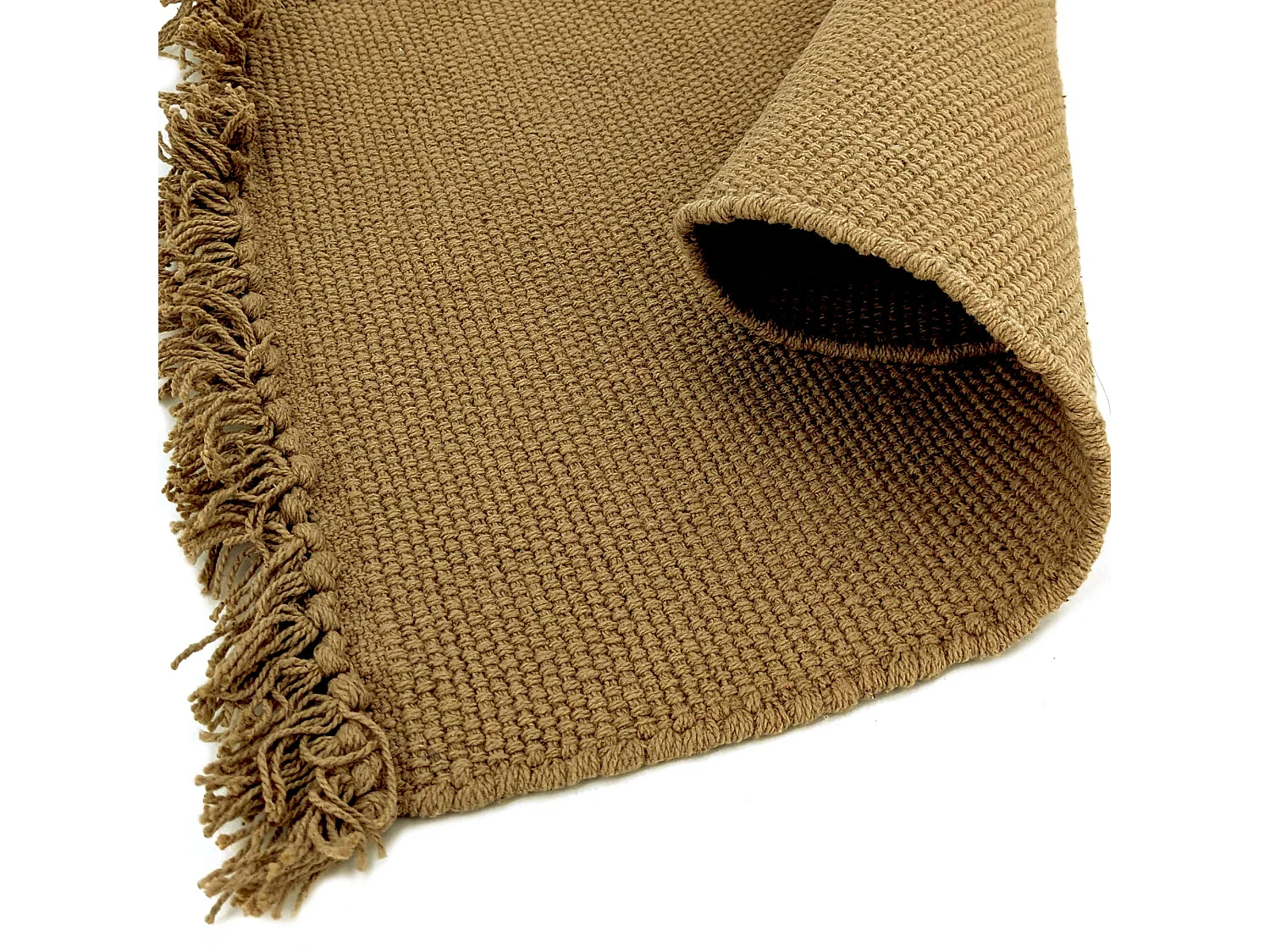 Lot de 2 sets de table à franges 33x46 cm coton PAPEETE marron houblon