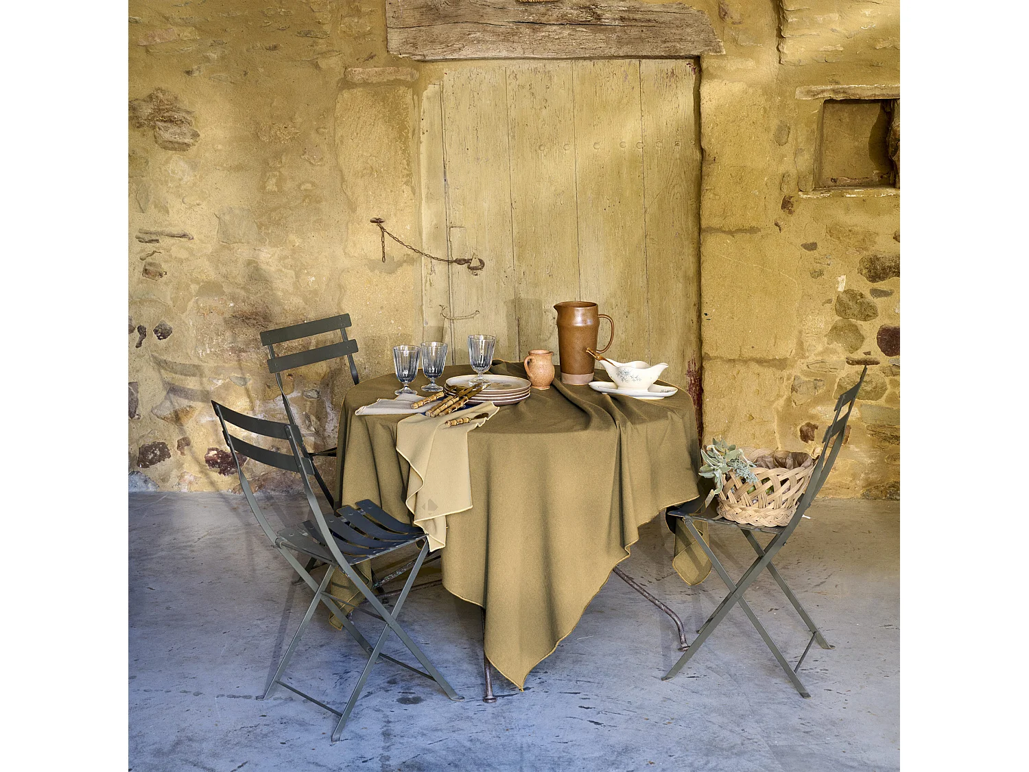 Lot de 4 sets de table coton 37x50 cm HONO marron houblon