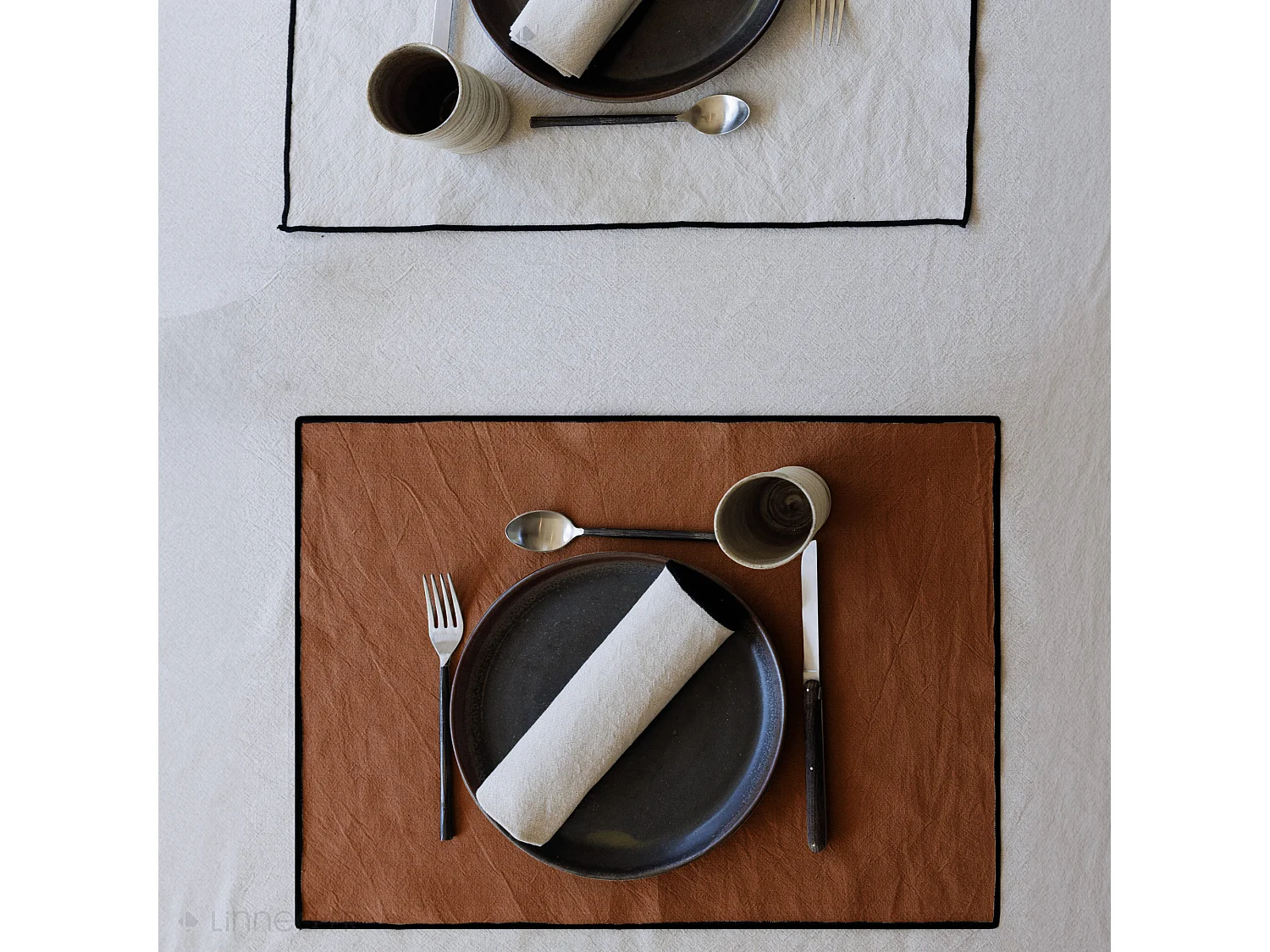 Lot de 4 sets de table coton 37x50 cm HONO marron cognac