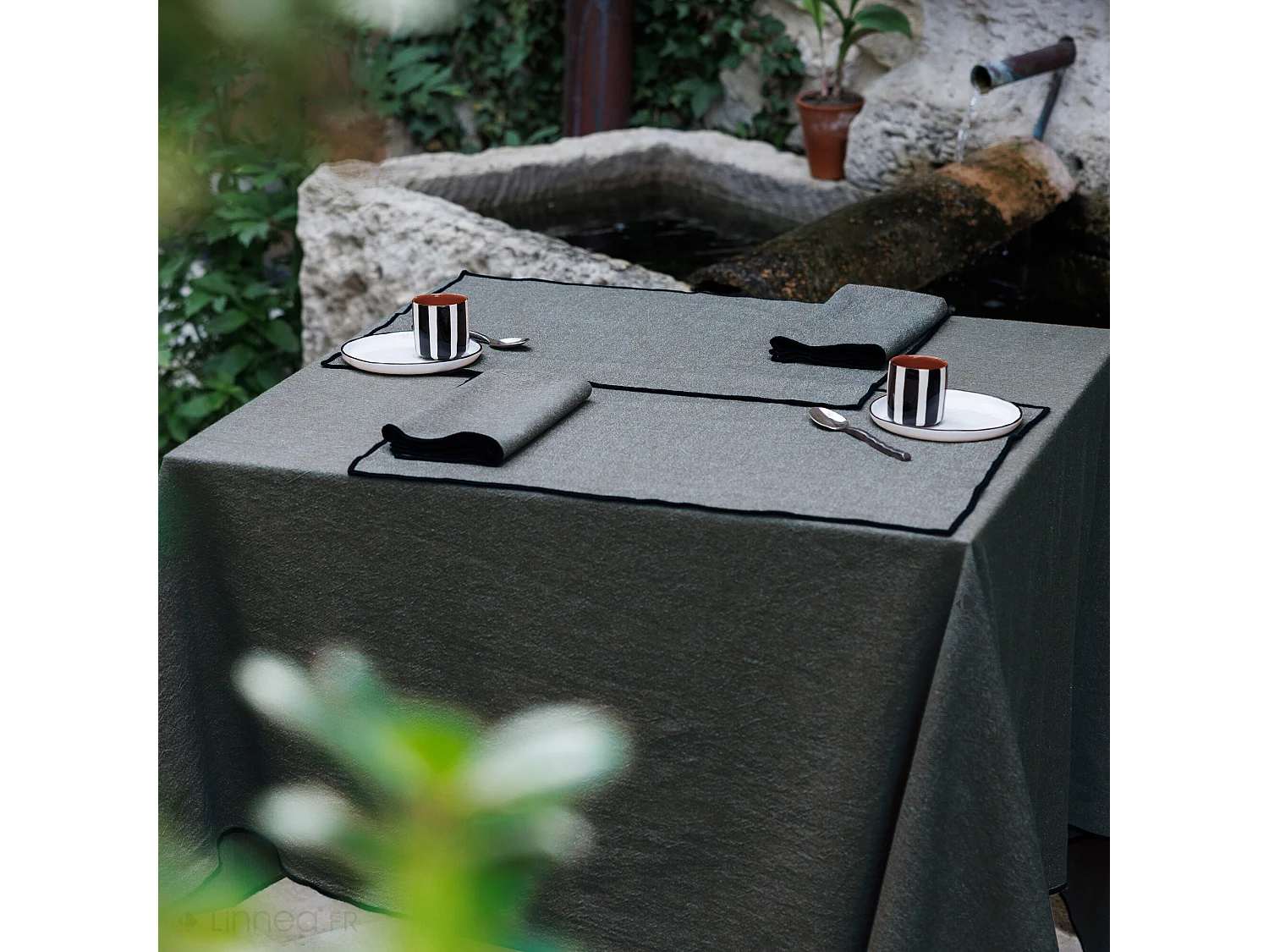 Lot de 4 sets de table 37x50 cm HONO gris Anthracite coton
