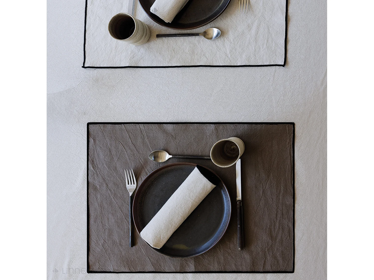 Lot de 4 sets de table 37x50 cm HONO gris Granit coton