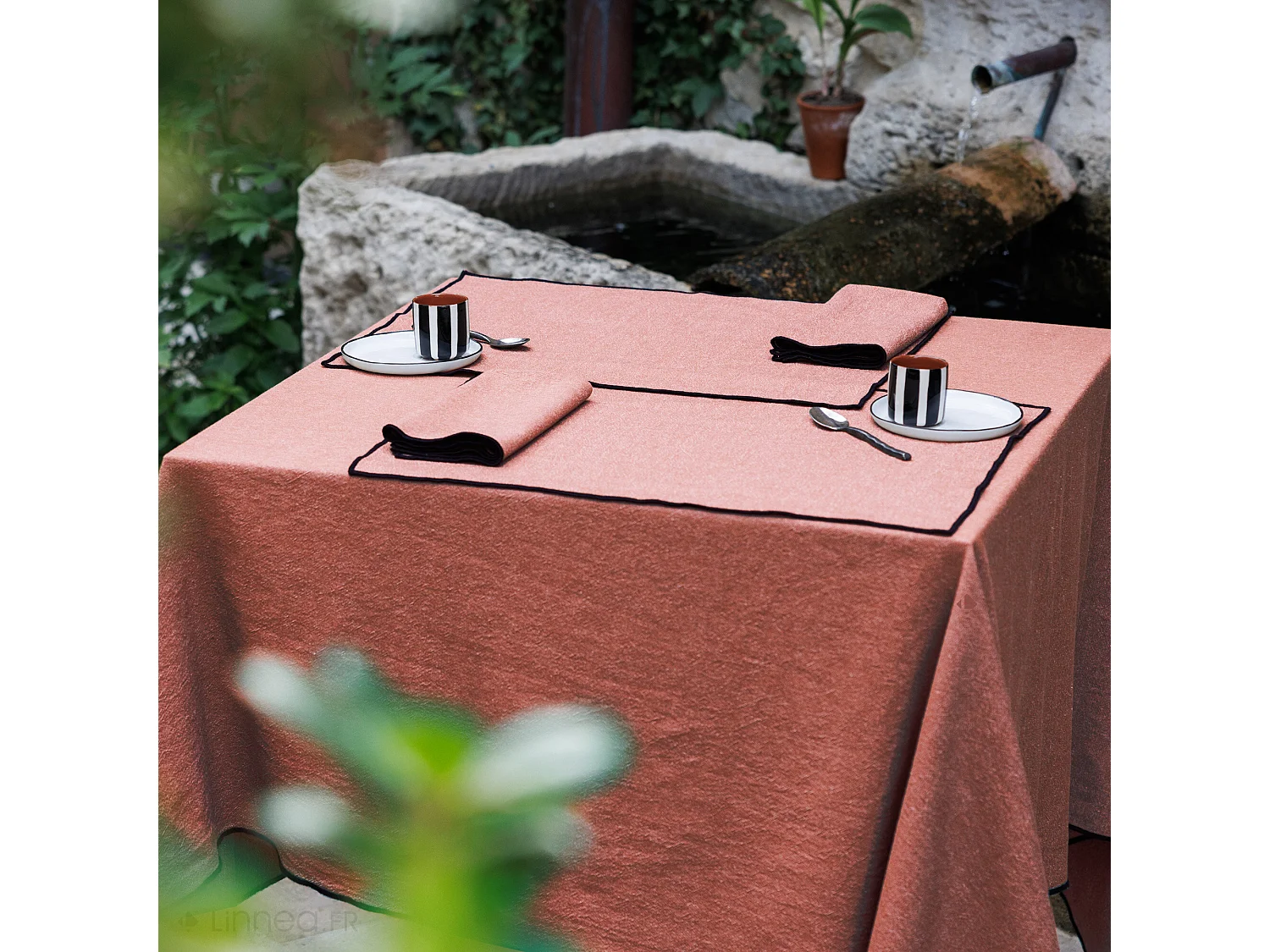 Lot de 4 sets de table coton 37x50 cm HONO rose pêche